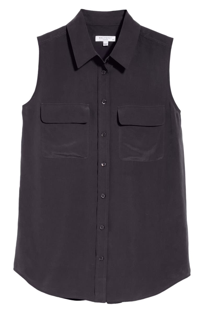 Equipment 'Slim Signature' Sleeveless Silk Shirt, Alternate, color, True Black