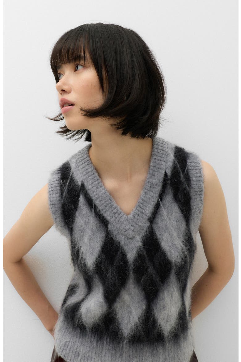 Argyle Oversize Sweater Tank, Alternate, color, GREY