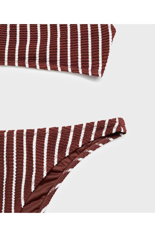 Mango Stripe Rib Bikini Bottoms In Brown