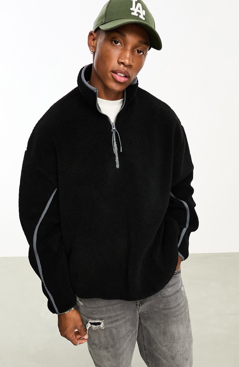 ASOS DESIGN Half Zip Fleece Sweatshirt, Main, color,