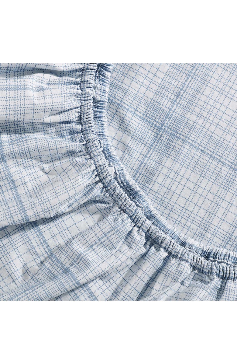Calvin Klein Multi Grid 200 Thread Count Cotton Percale Sheet Set, Alternate, color, Light / Medium Blue