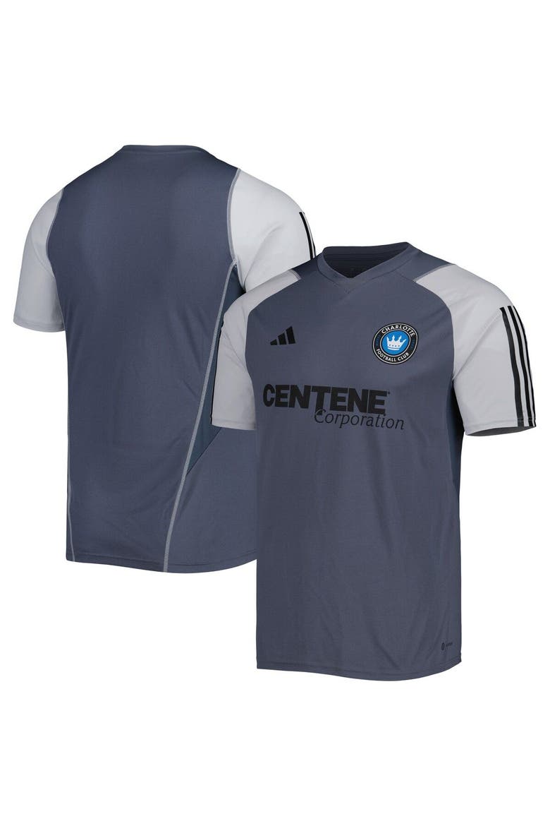 Men's adidas Gray Charlotte FC 2023 On-Field Training Jersey, Main, color, Gray