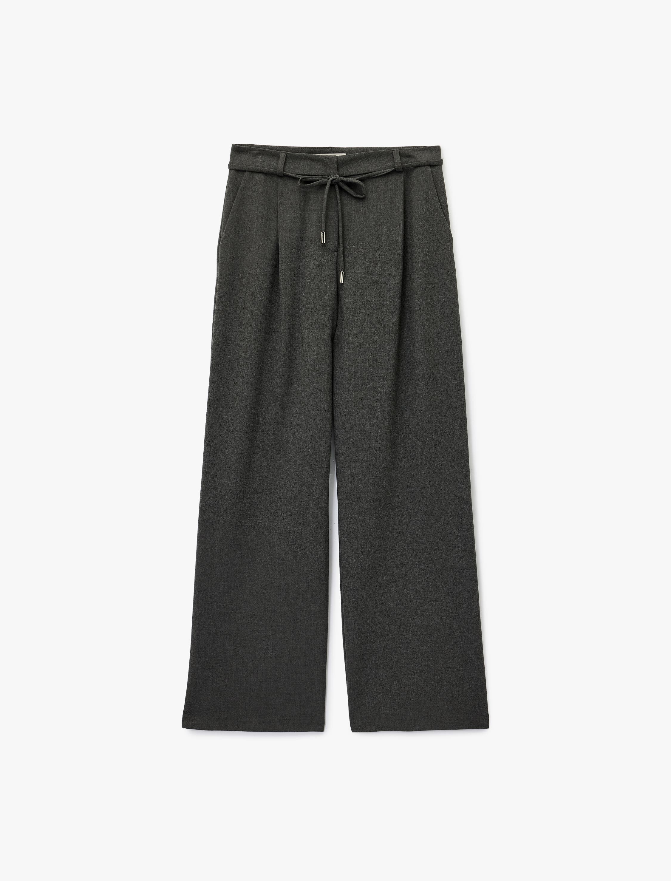 Koton Pleated Straight Trousers With Drawstring (Women) | Nordstrom
