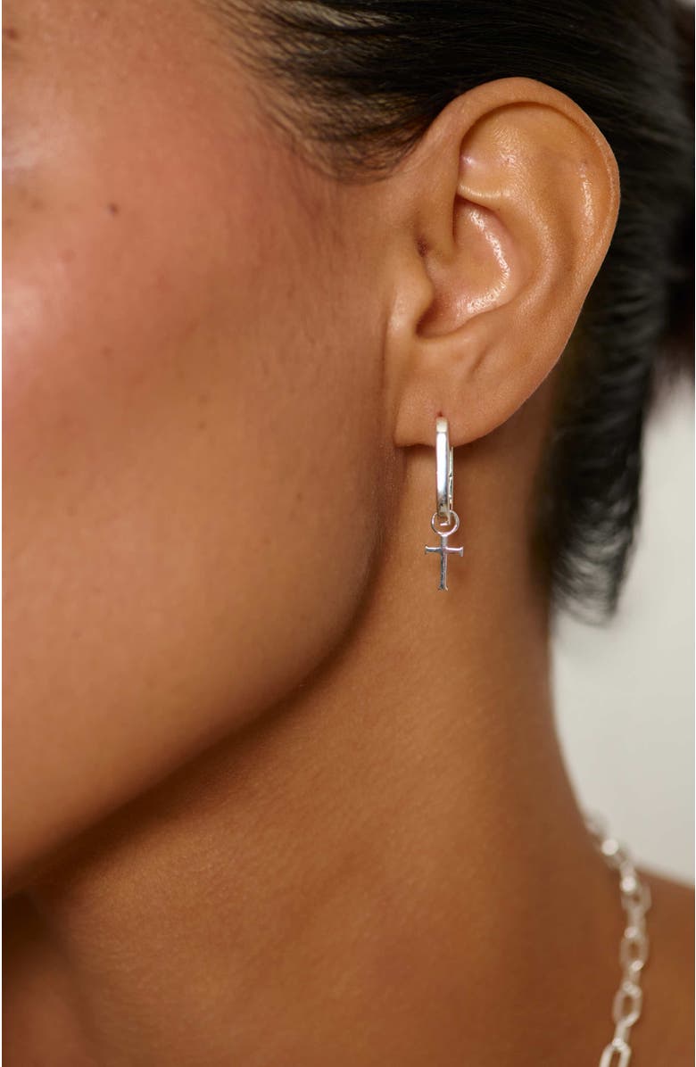 Rizen Jewelry Chain Breaker U Hoop Earrings, Alternate, color, Sterling Silver