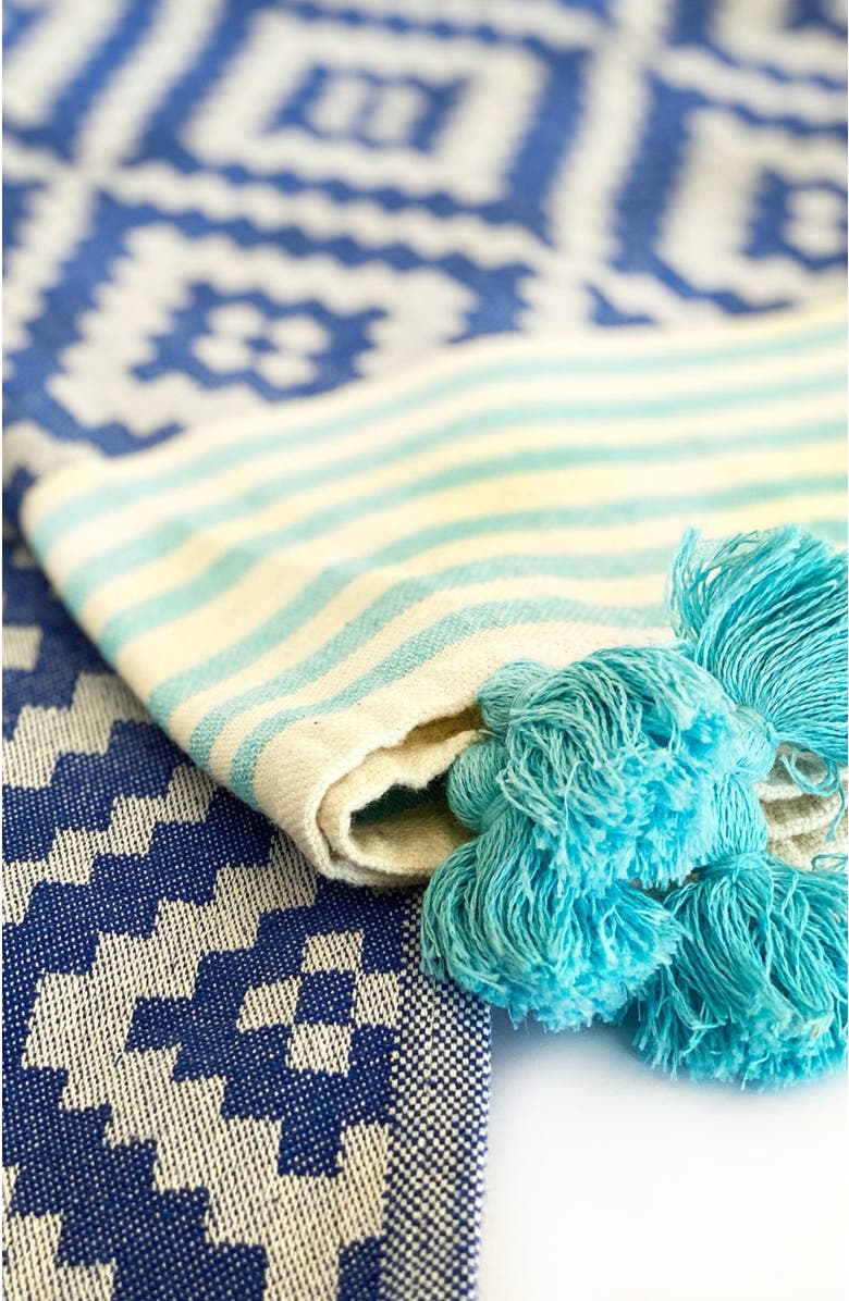 Eco Hilana Merida Turkish Towel / Blanket - Blue, Alternate, color, Blue
