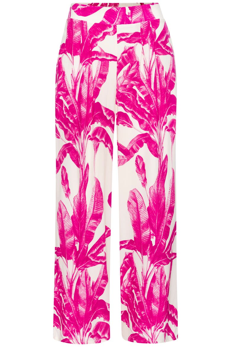 Tropical Print Wide Leg Pants, Alternate, color, Ivory Pink