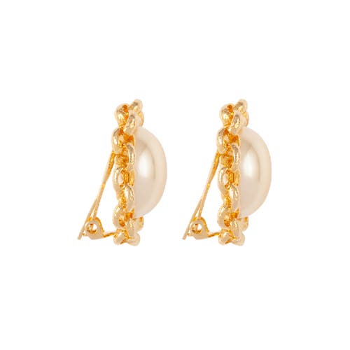 Susan Caplan 1990s Vintage Faux Pearl Clip-on Earrings
