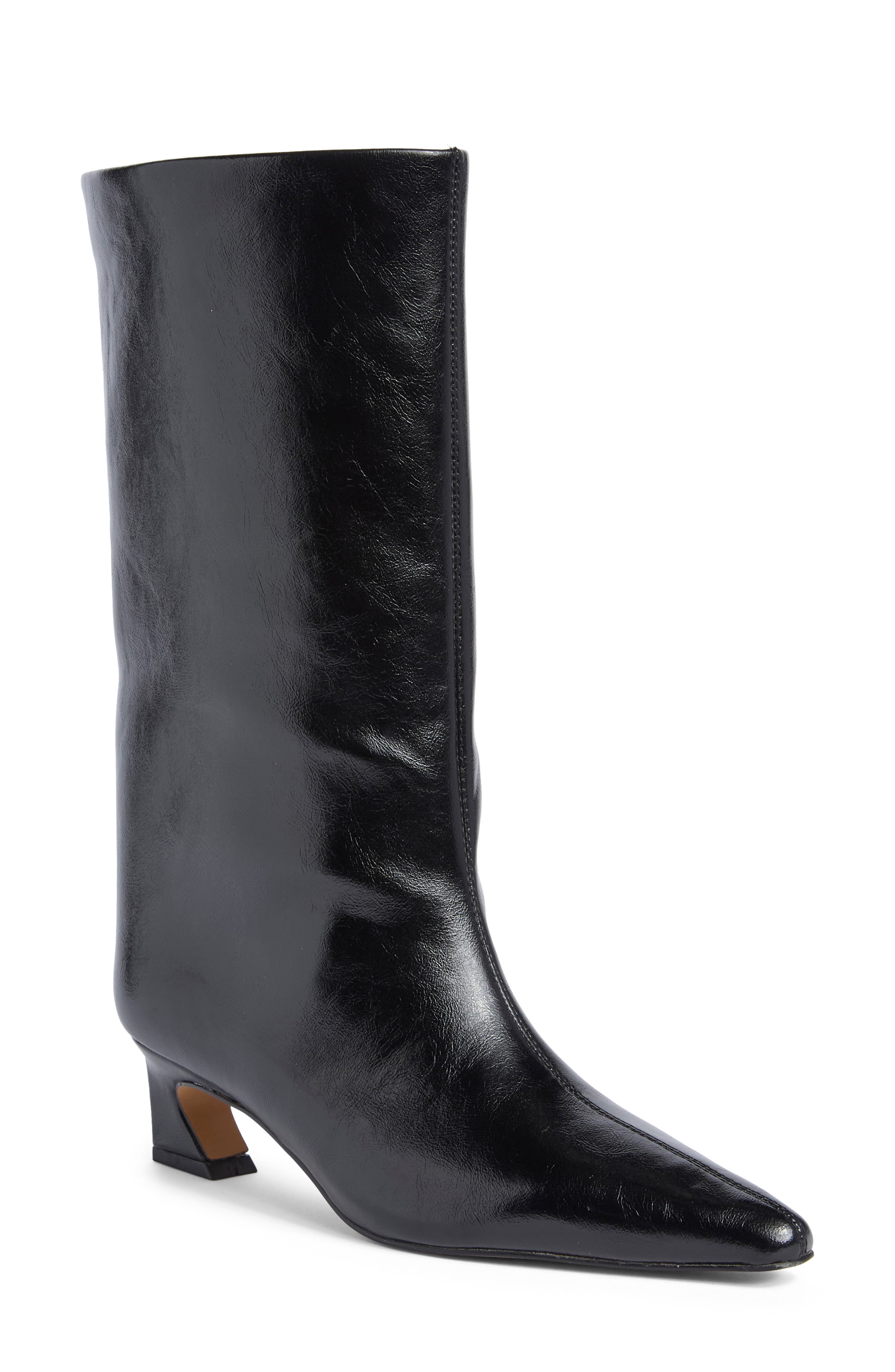 Harpe Faux Leather Boot, Main, color, BLACK