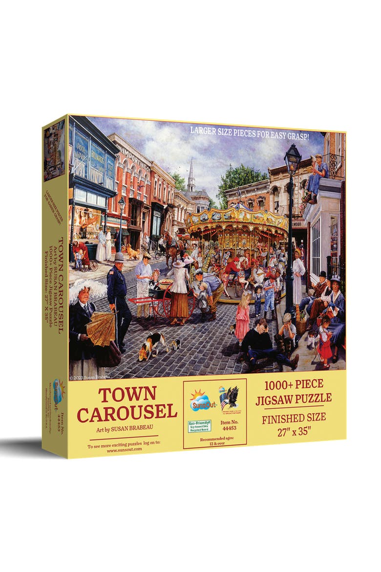 Town Carousel 1000 piece Jigsaw Puzzle for Adults Large Pieces, Main, color, Multicolor