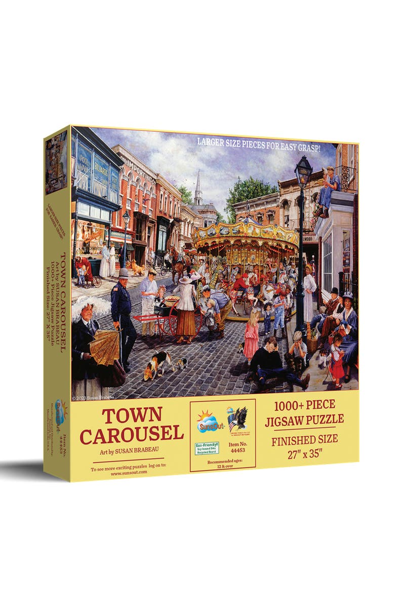Sunsout Town Carousel 1000 piece Jigsaw Puzzle for Adults Large Pieces, Main, color, Multicolor