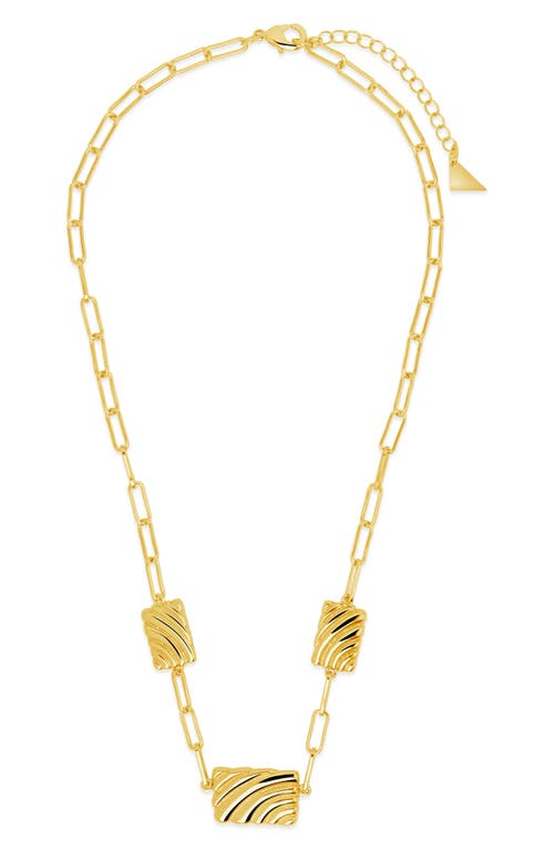 Sterling Forever Hayde Triple Textured Charm Necklace In Gold