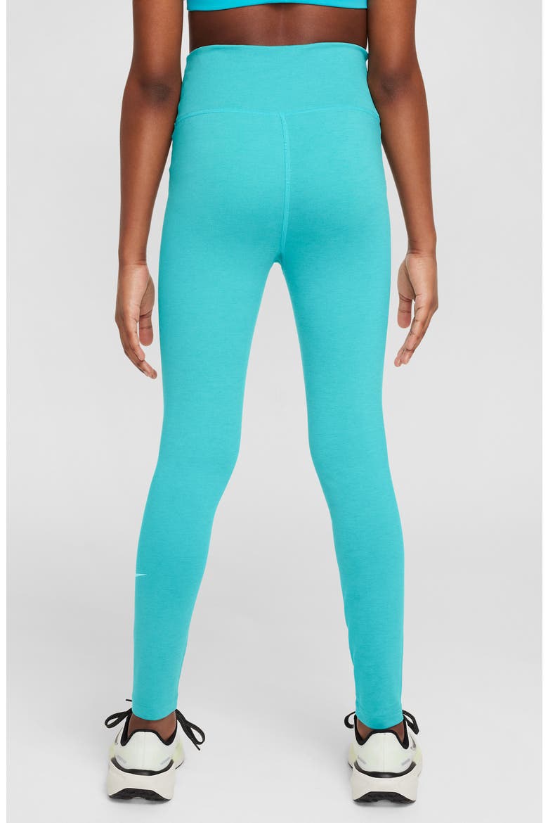 Kids' Nike One Dri-FIT Leggings, Alternate, color, DUSTY CACTUS/ TEAL/ WHITE