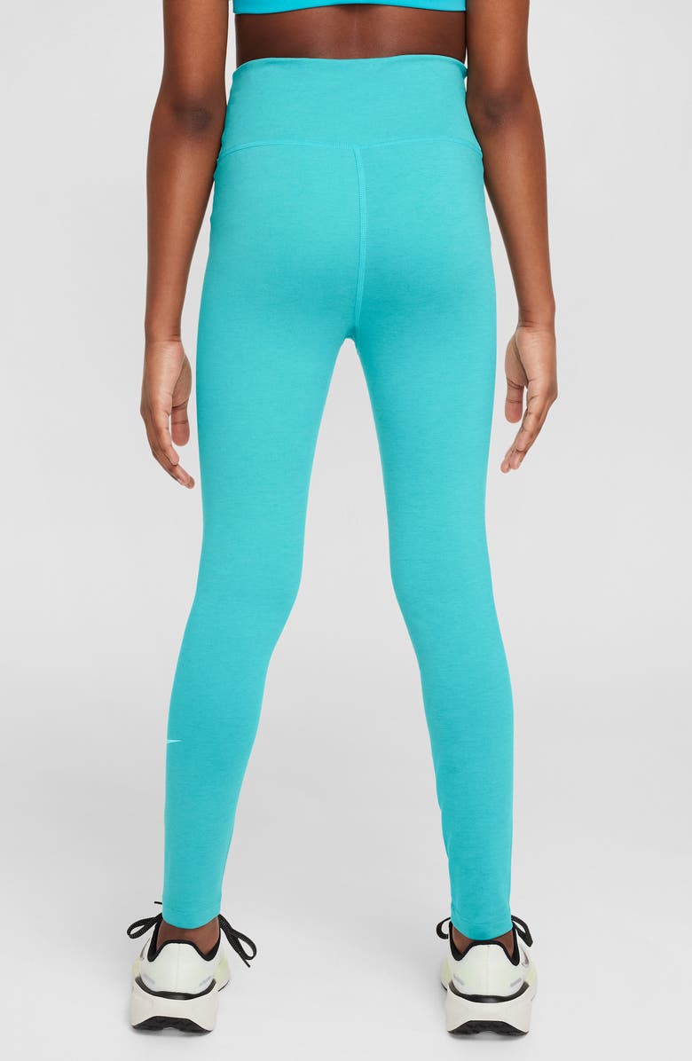 Nike Kids' Nike One Dri-FIT Leggings, Alternate, color, Dusty Cactus/ Teal/ White