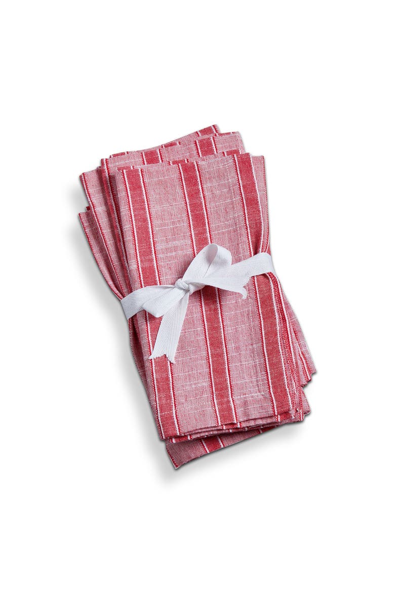 tag Red & White Stripe Napkin Set/4 Red Multi Cotton Summer, Main, color, Red