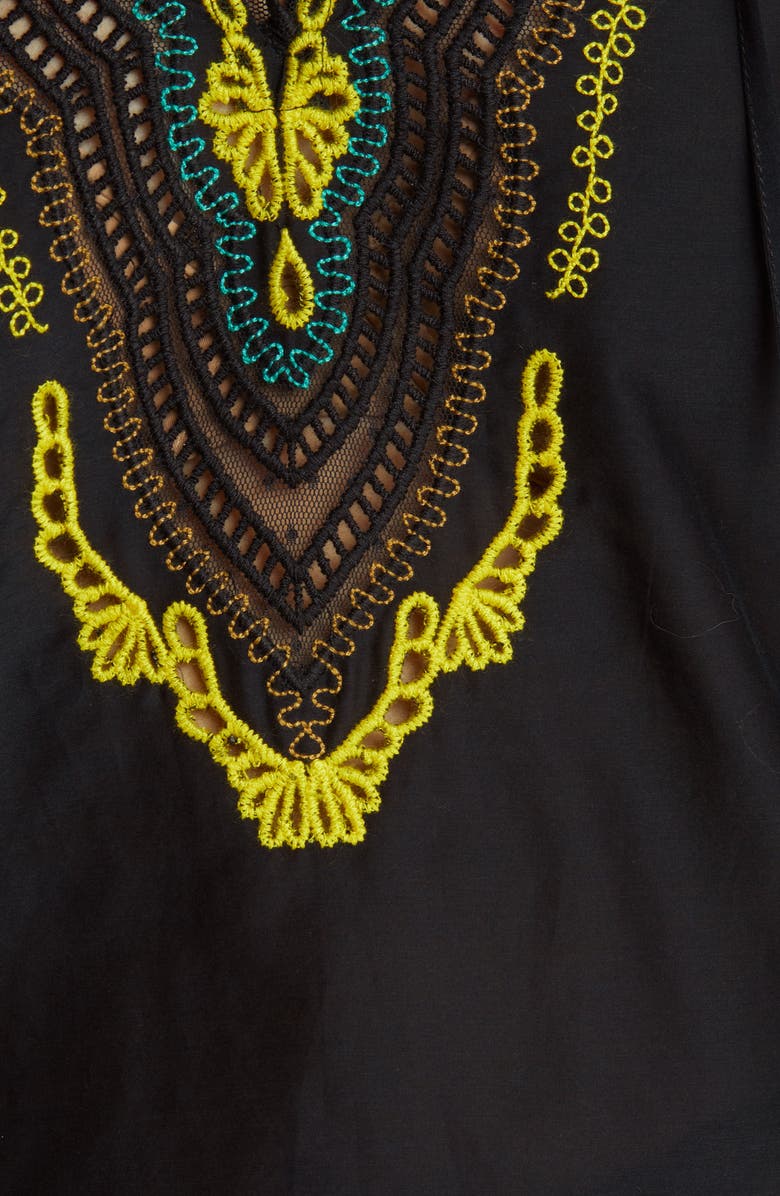 KOBI HALPERIN Embroidered Cotton & Silk Peasant Top, Alternate, color,