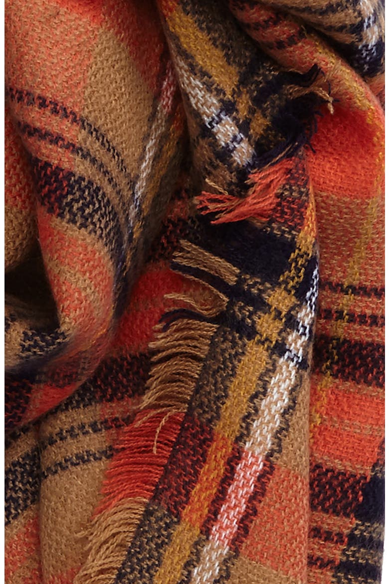 Plaid Oblong Scarf, Alternate, color, ORANGE/ RED MULTI