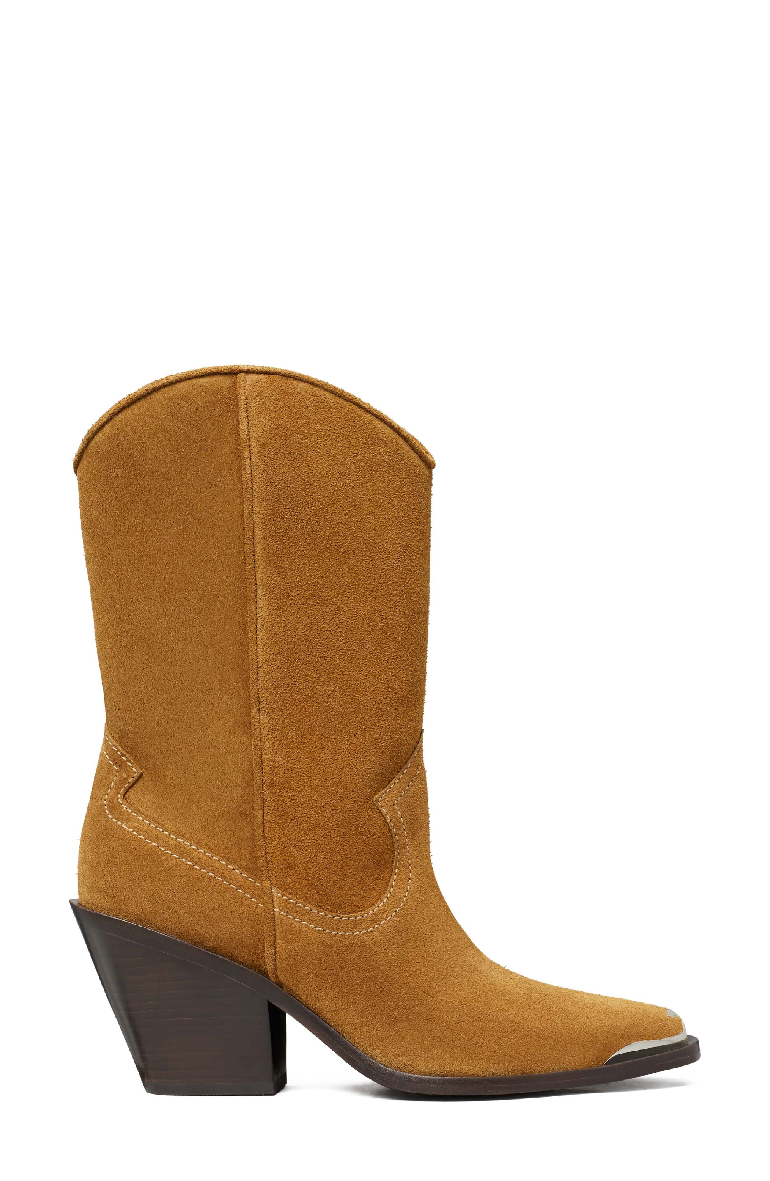 Tory Burch Western Boot, Alternate, color, Toasted Ginger/Cappucino Suede