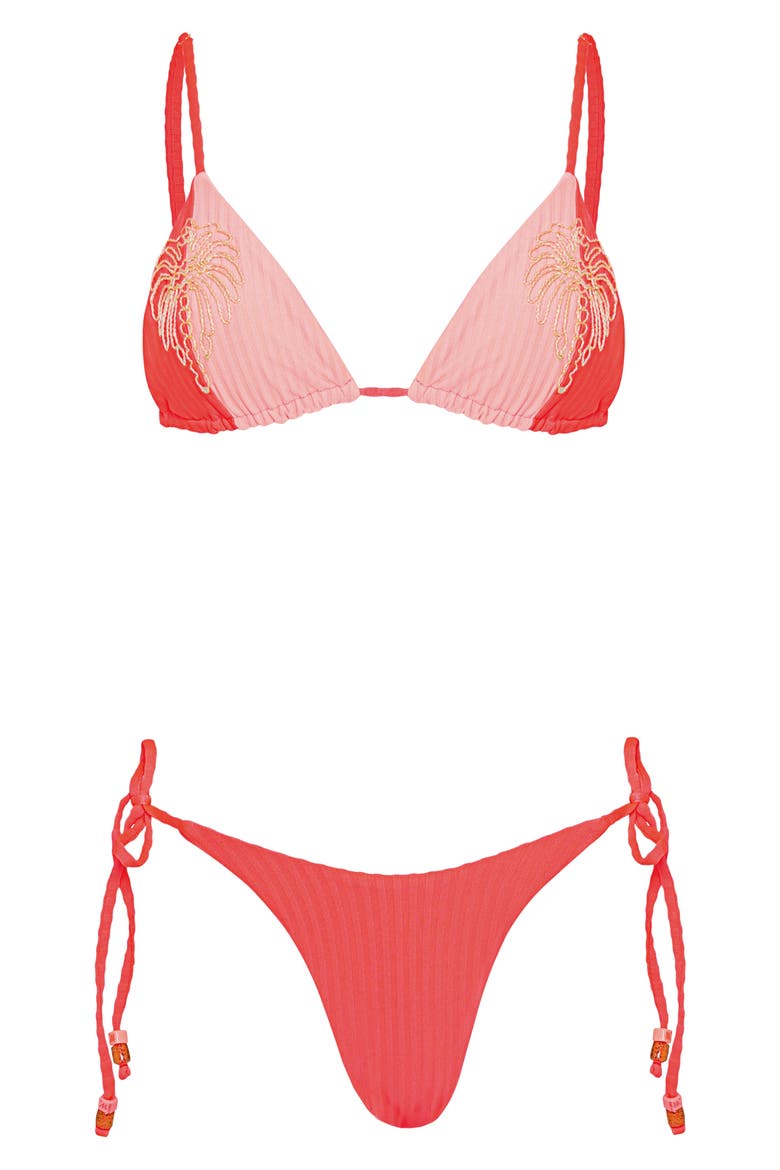 Flame Coral Harley Reversible Side Tie Bikini Bottoms, Alternate, color, BRIGHT RED