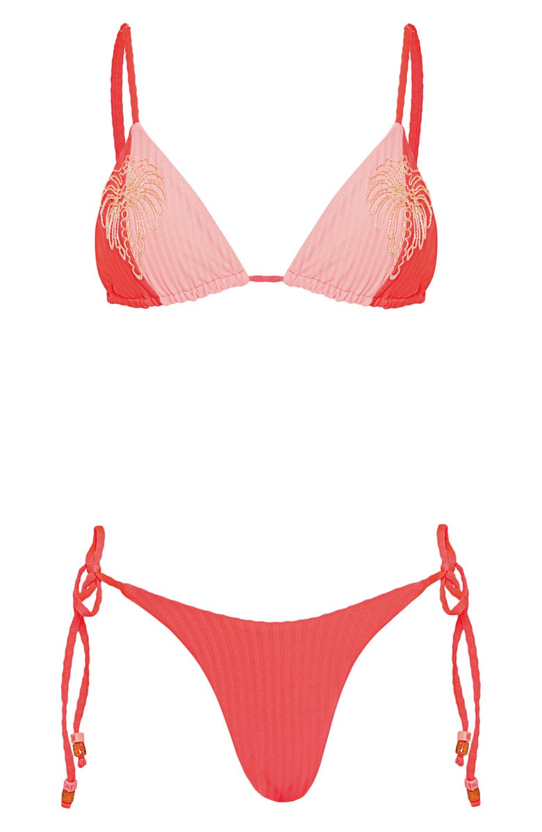 Maaji Flame Coral Harley Reversible Side Tie Bikini Bottoms, Alternate, color, Bright Red