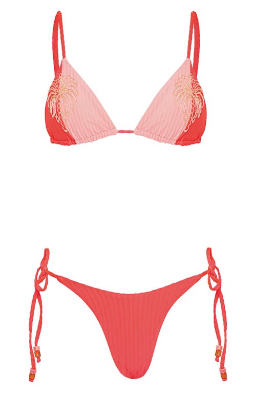 Maaji Flame Coral Harley Reversible Side Tie Bikini Bottoms In Red