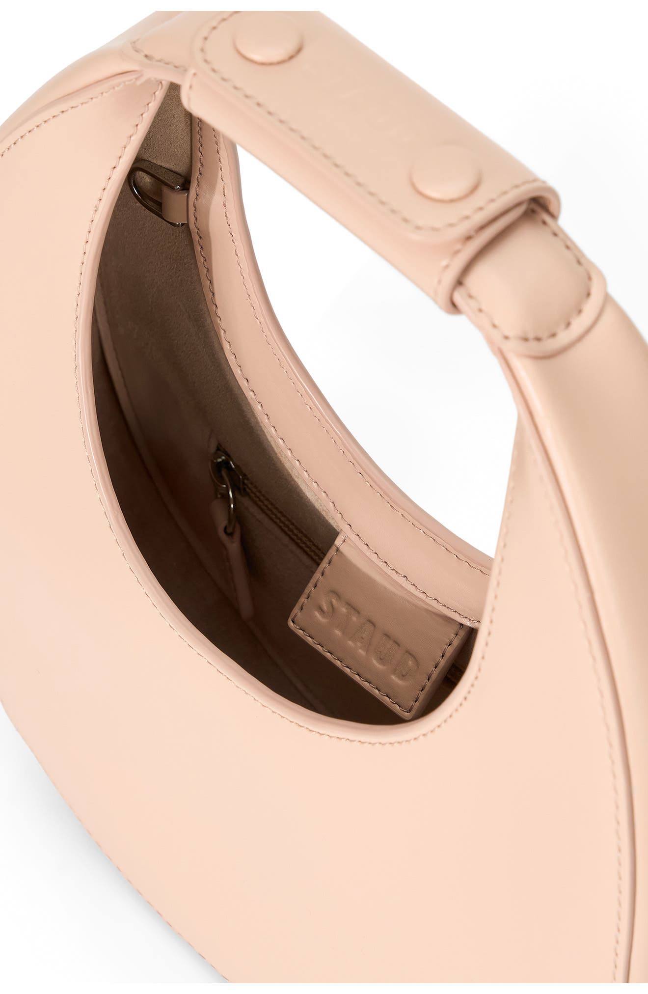 STAUD Mini Moon Leather Bag, Alternate, color, Blush