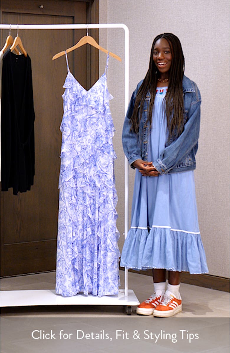 Floral Ruffle Georgette Gown