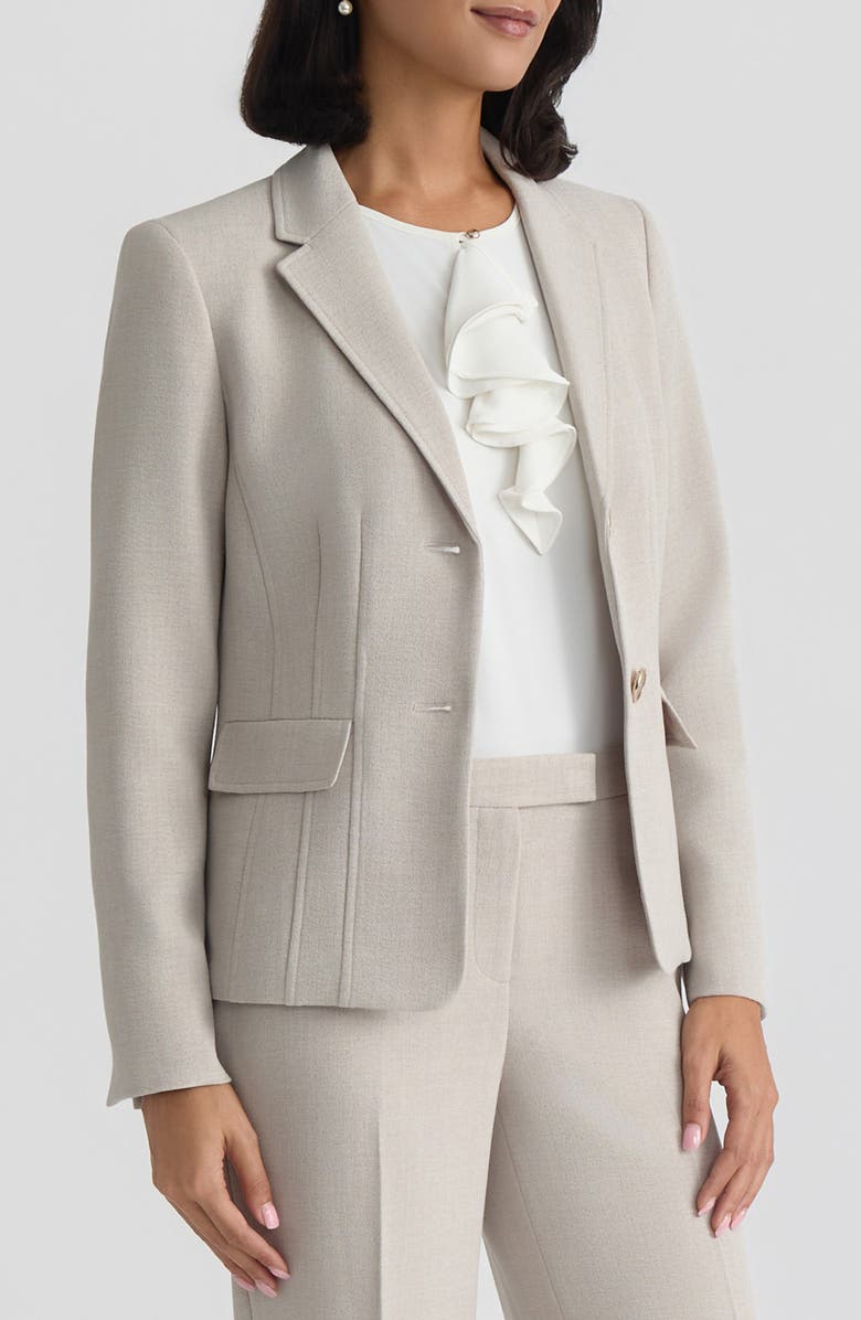 KASPER Pebble Crepe Two-Button Blazer, Alternate, color, Summer Straw