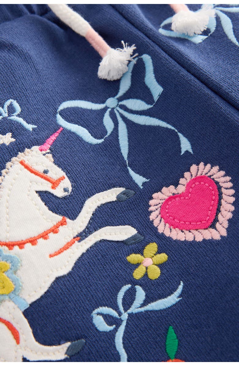 Mini Boden Kids' Bobbie Appliqué Wide Leg Sweatpants, Alternate, color, Navy Unicorns