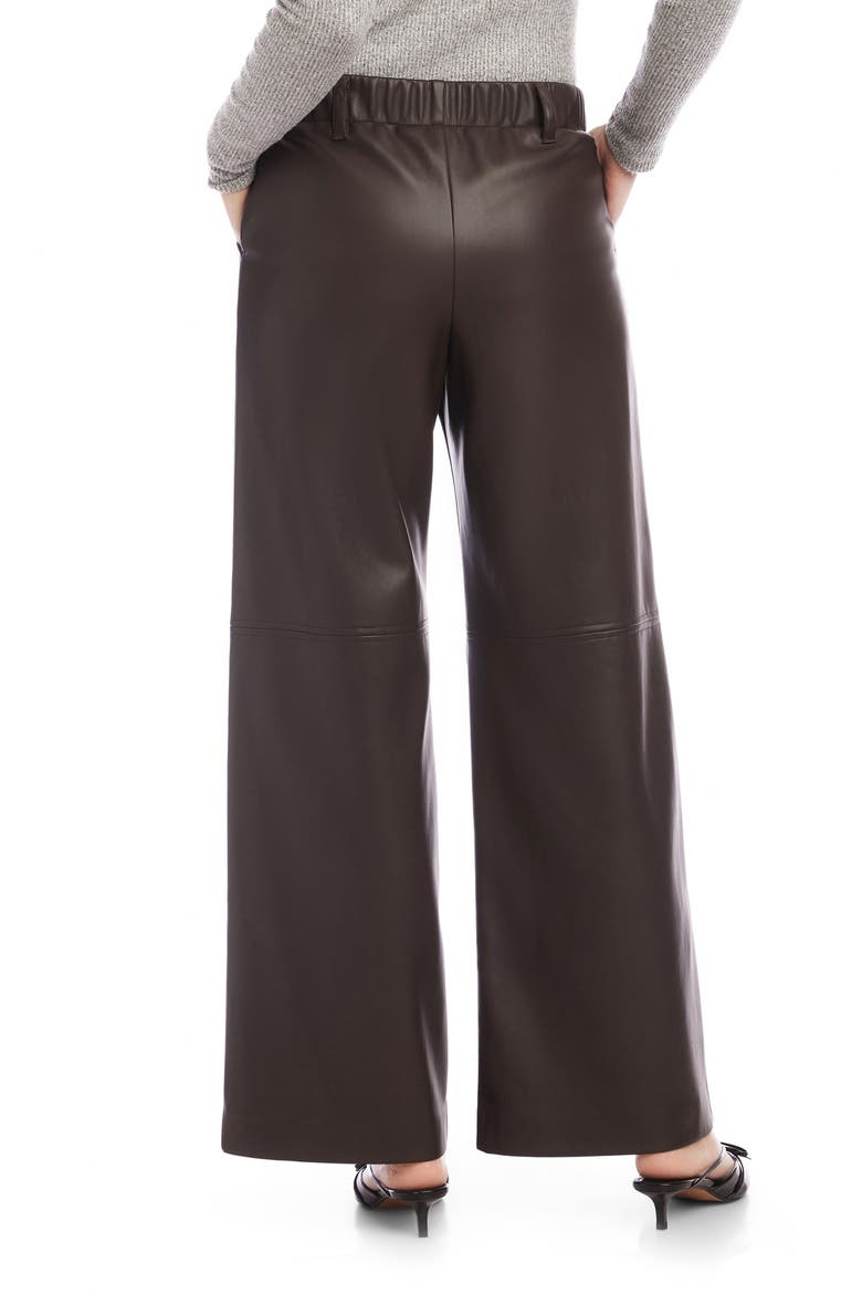 Lara Faux Leather Wide Leg Pants, Alternate, color, BROWN