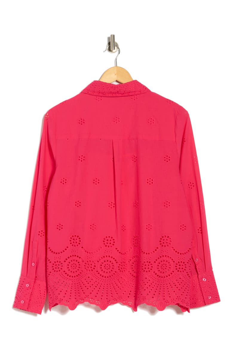 Long Sleeve Eyelet Top, Alternate, color, PRIM ROSE PINK