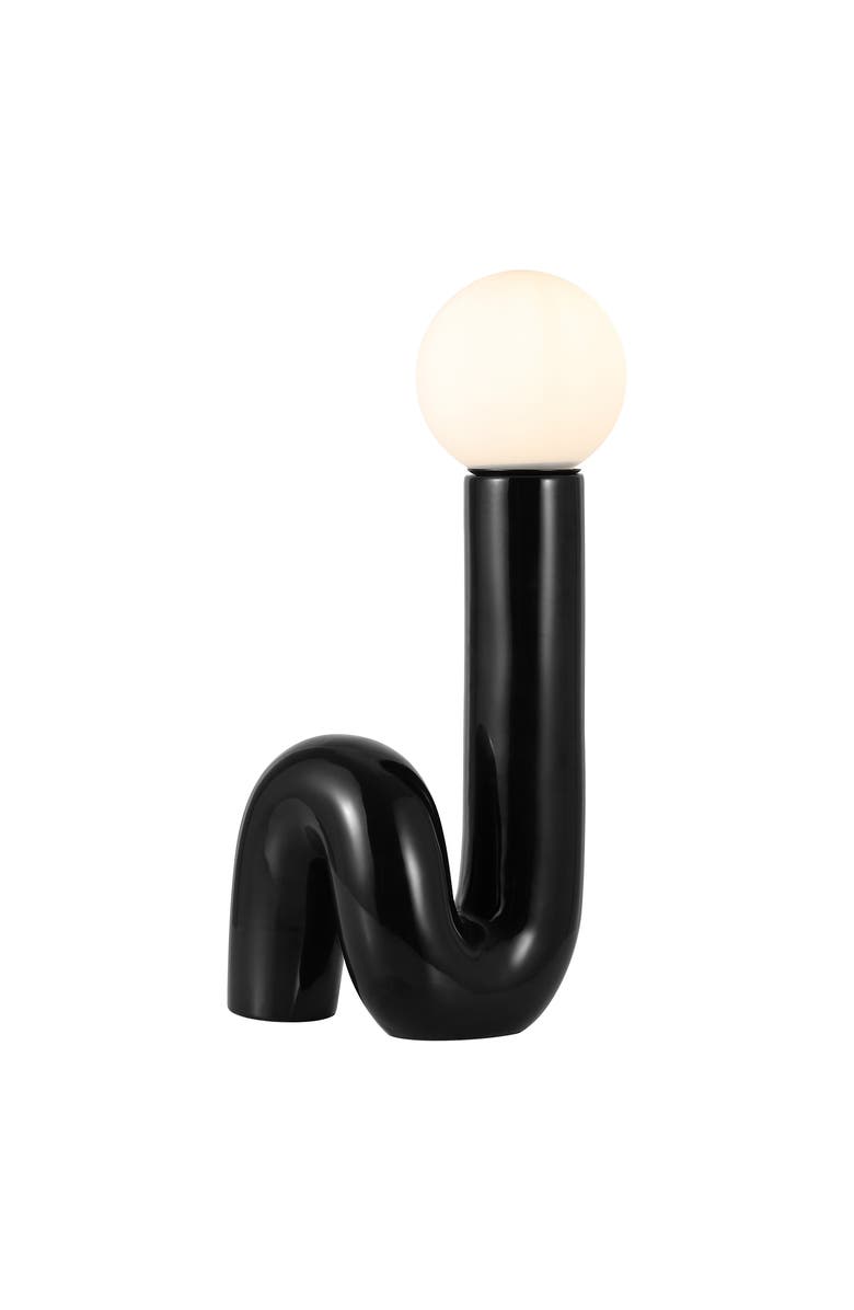 JONATHAN Y Katya 18" Scandinavian Minimalist Ceramic Spiral Tube LED Table Lamp, Main, color, Black