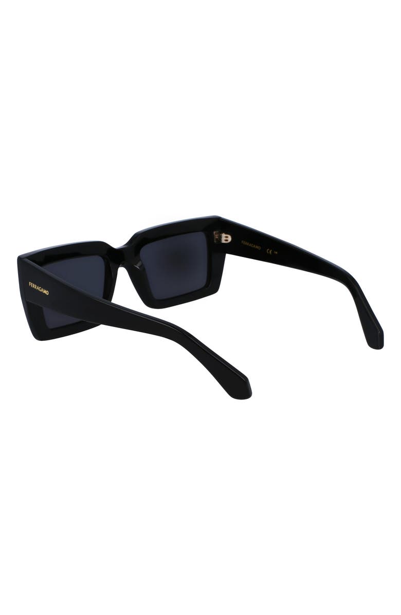 FERRAGAMO 54mm Classic Rectangular Sunglasses, Alternate, color, Black