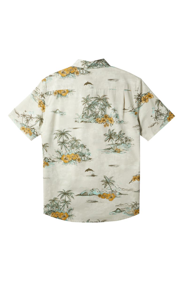 Quiksilver Apero Floral Short Sleeve Button-Up Shirt, Alternate, color, Silver Birch Double