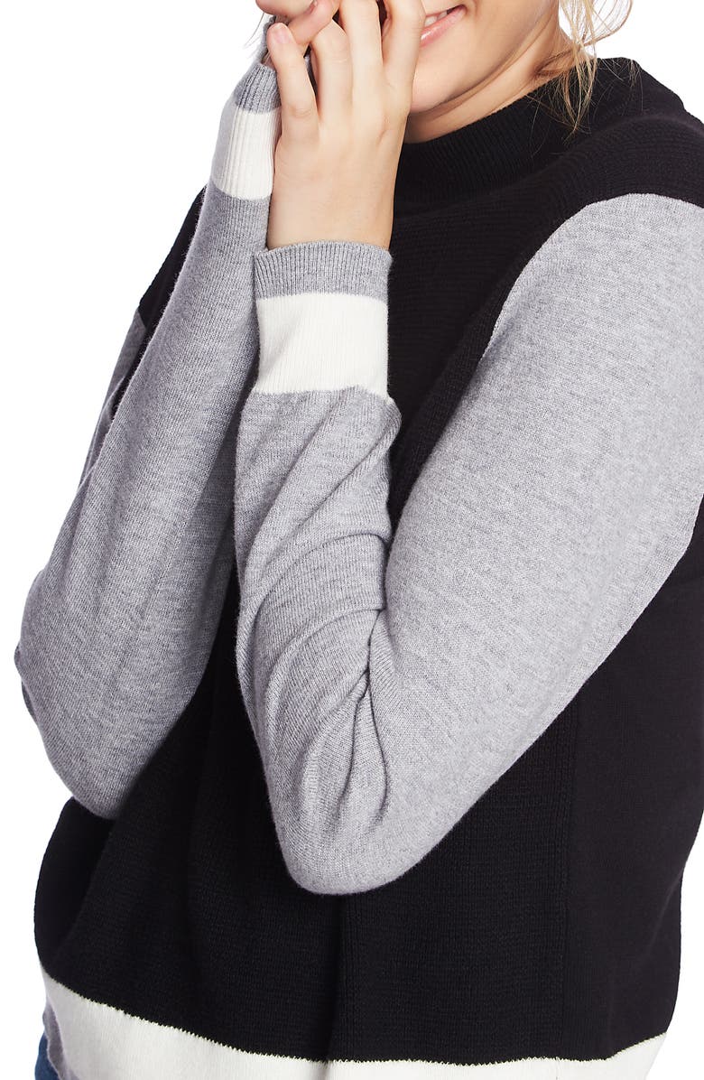Court & Rowe Colorblock Cotton Blend Sweater, Alternate, color, Rich Black