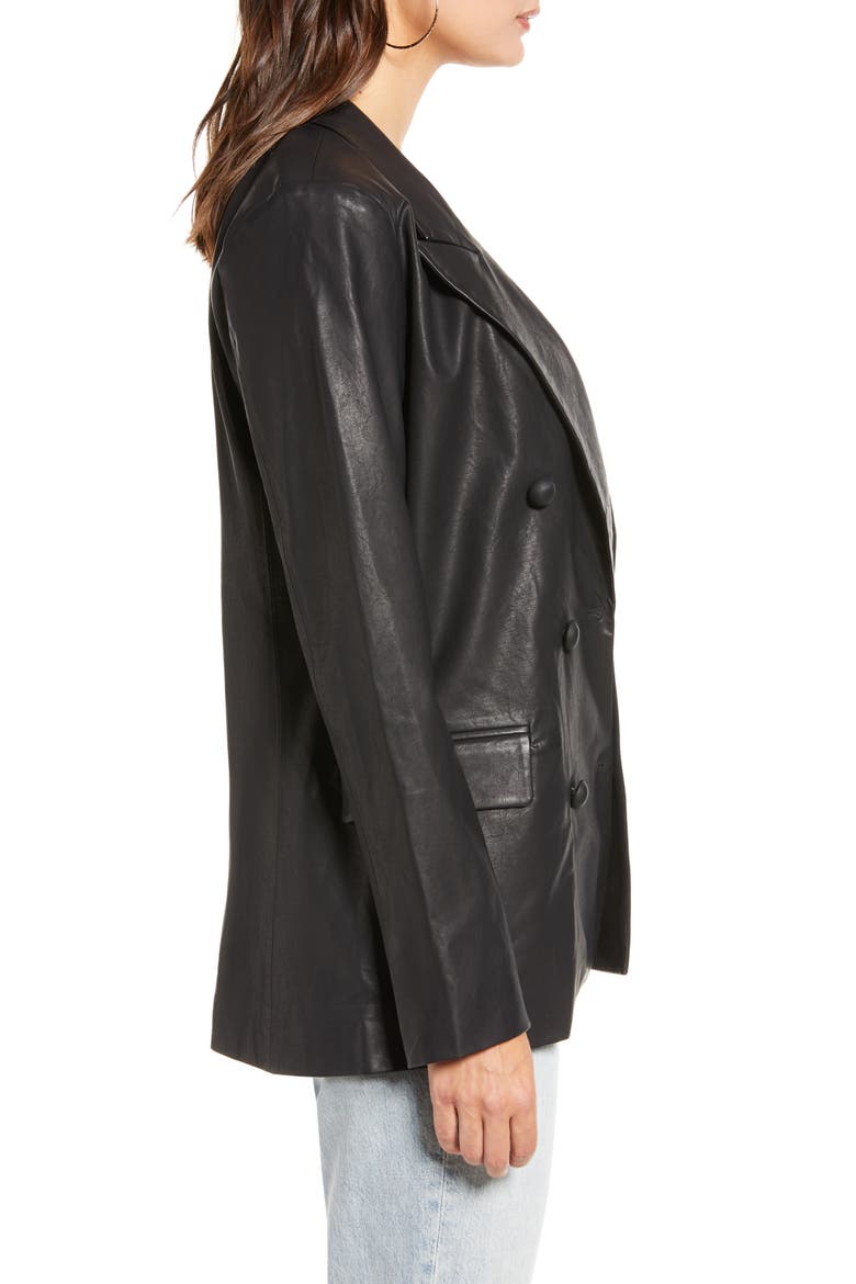 Faux Leather Blazer, Alternate, color, CARBON