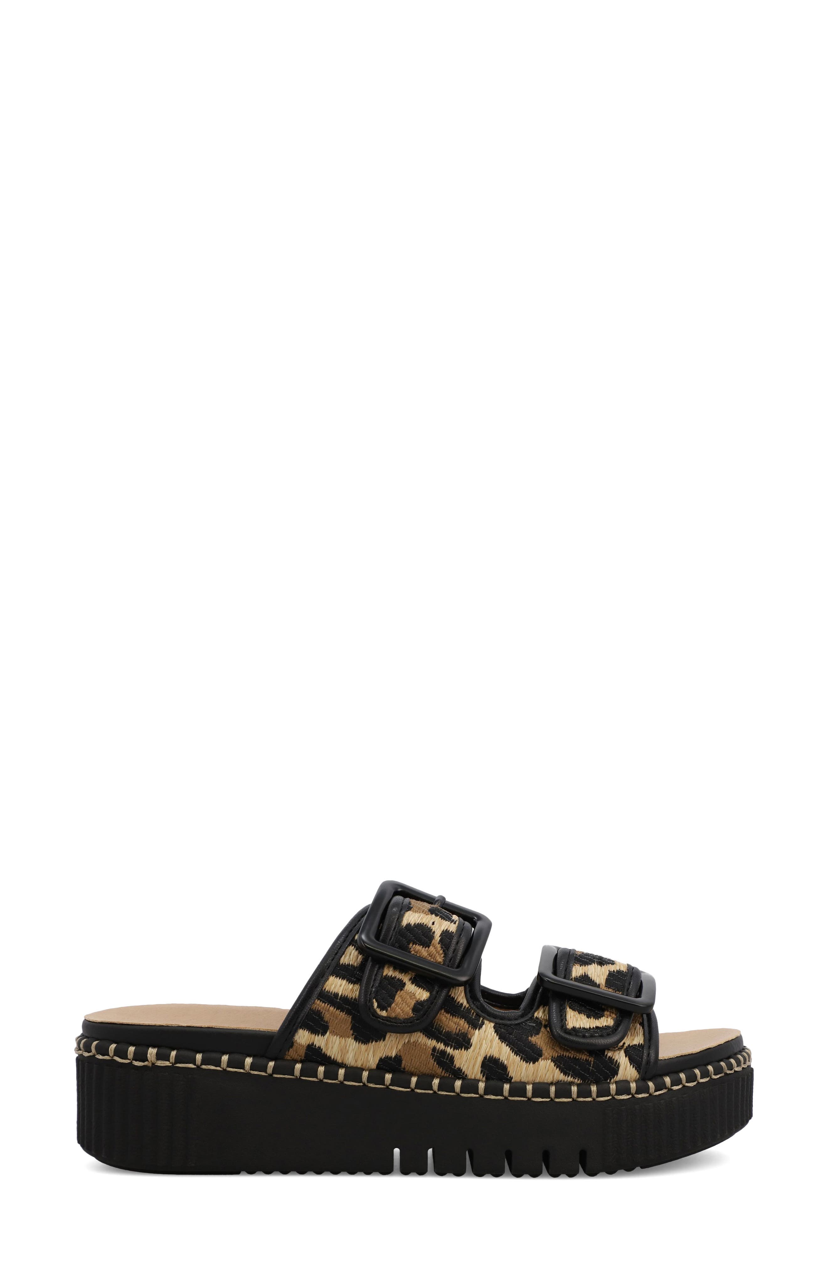 MIA Jimenna Buckle Strap Platform Sandal, Alternate, color, Leopard/ Black
