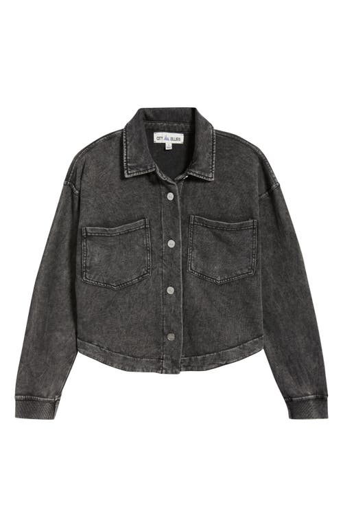 City Blues Crop Knit Shacket In Black