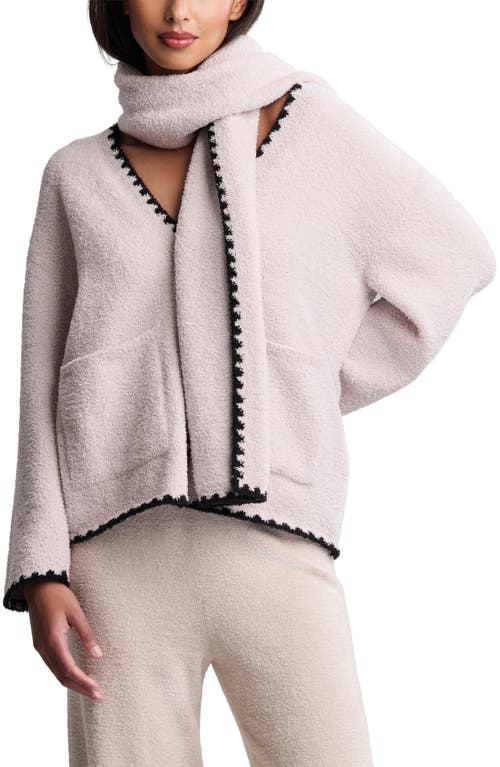 Barefoot Dreams Cozychic® Blanket Stitch Cardigan With Detachable Scarf In Neutral