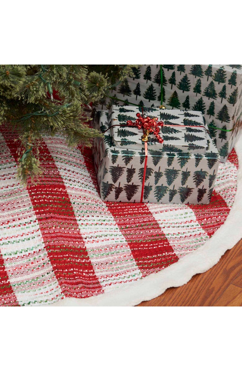 C&F Home Red & White Stripes Woven Mélange Christmas Tree Skirt 54", Alternate, color, Red
