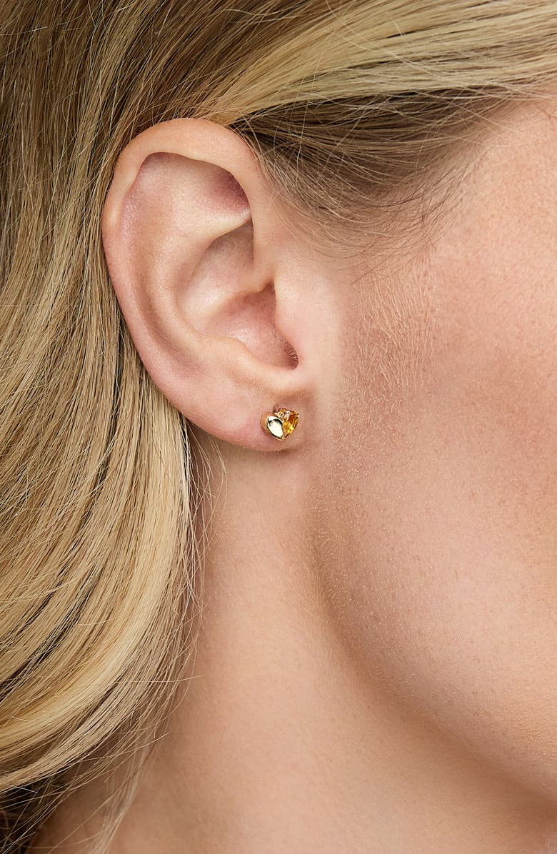 Bony Levy 14K Gold Citrine Heart Stud Earrings, Alternate, color, Citrine/ 14K Gold