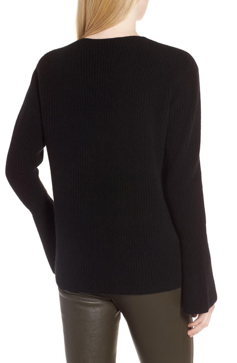 Nordstrom Signature Rib Knit Cashmere Bell Sleeve Sweater, Alternate, color, 