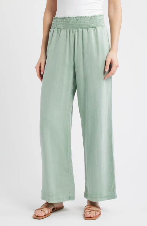 Smock Waist Wide Leg Pants