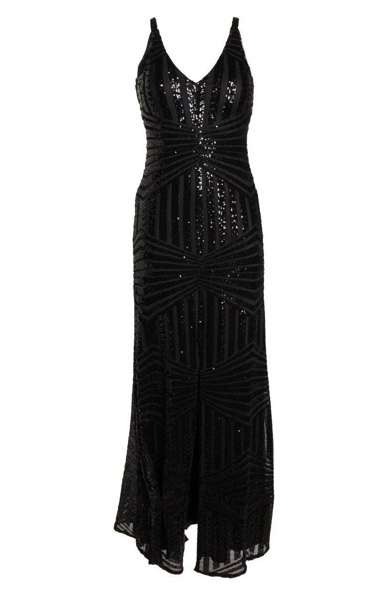 Morgan & Co. V-Neck Sequin Column Gown, Alternate, color,