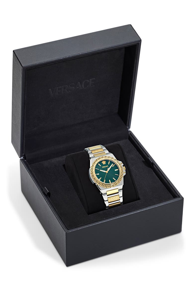 Greca Reaction Bracelet Watch, 38mm, Alternate, color, GREEN/ TWO TONE