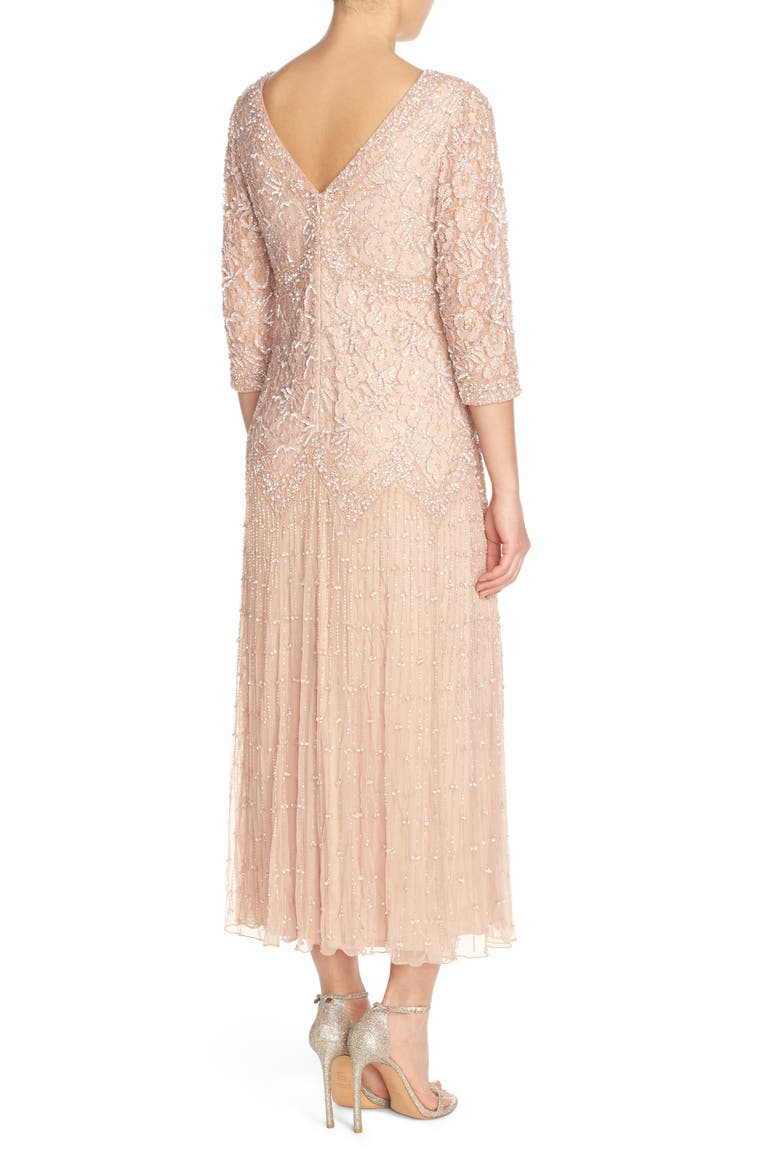 Beaded Mesh Drop Waist Dress, Alternate, color, ALT ROSE