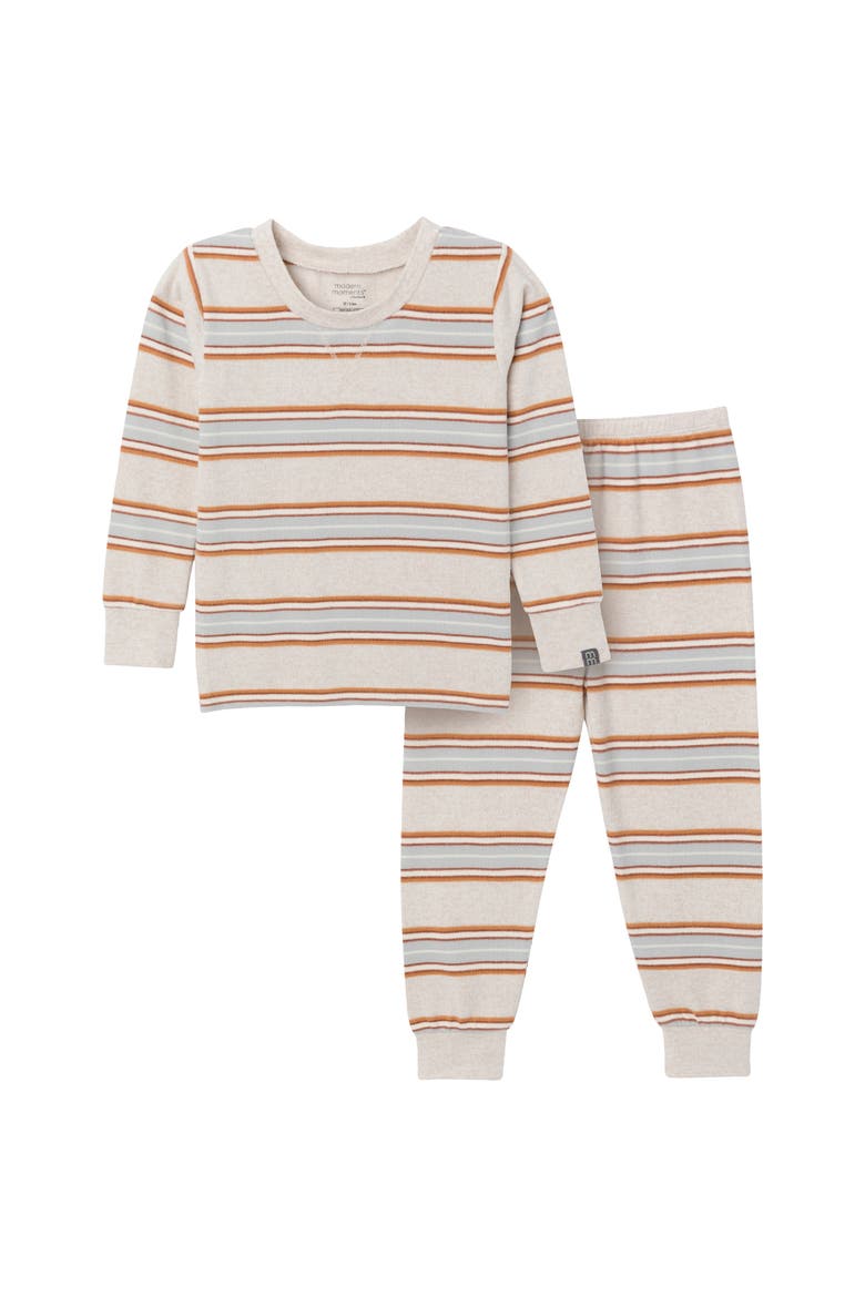 Hacci Pajama Top & Pant Set, Main, color, Oatmeal Stripe