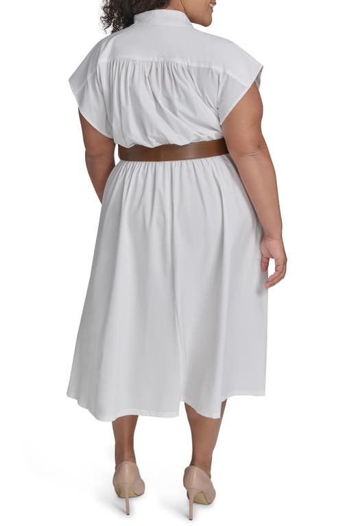 Shop Calvin Klein Comm Belted Midi Shirtdress In Cream