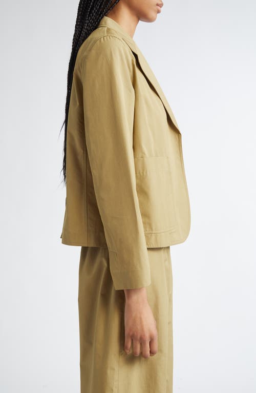 Lafayette 148 Organic Cotton Poplin Cropped Boyfriend Blazer In Brown