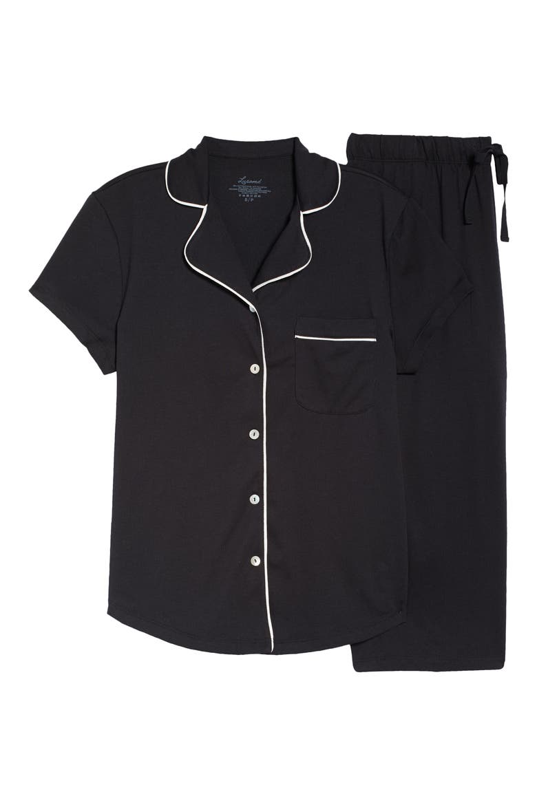 Donna Crop Pajamas, Alternate, color, BLACK