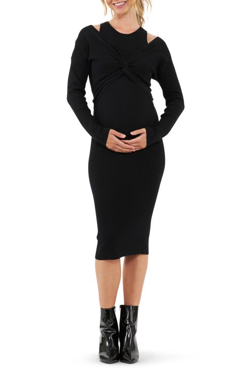 Dayna Rib Long Sleeve Maternity/Nursing Dress